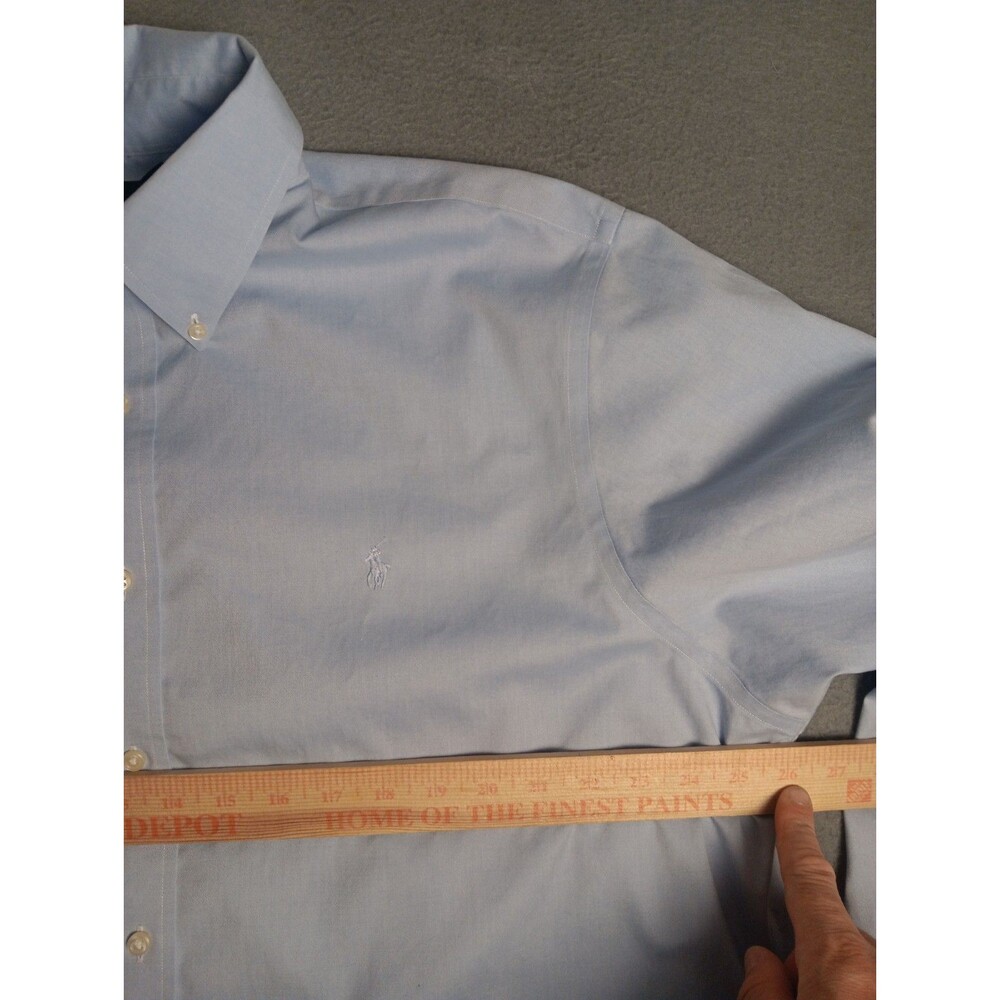 Polo Ralph Lauren Shirt Mens (18 36/37) All Blue Pony Non-Iron Button Down EUC - Picture 7 of 12